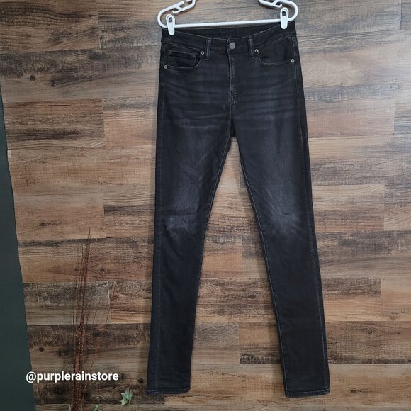 American Eagle Jeans Size 31x32 Stacked Skinny Next Level Flex Black Wash Denim - Picture 1 of 13